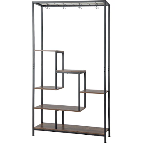 Costway 180cm 6-Tier Brown Metal Plant Stand with Hooks