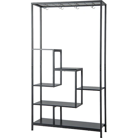 Costway 180cm 6-Tier Black Metal Plant Stand with Hooks