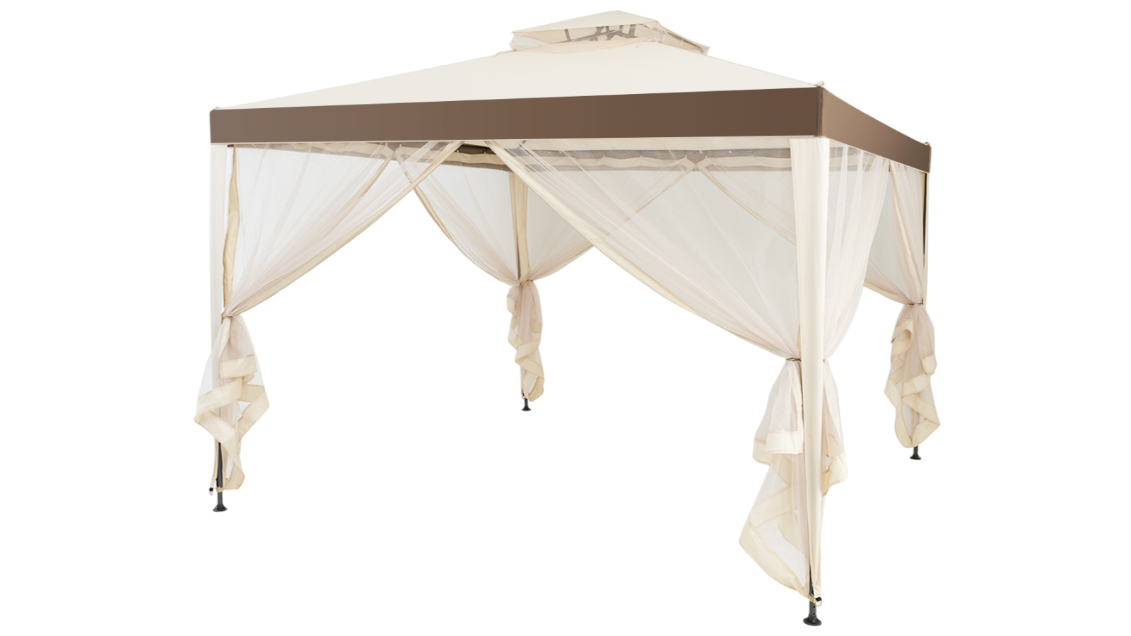 Costway 3 x 3metre Beige Outdoor Canopy Tent with Mosquito Netting