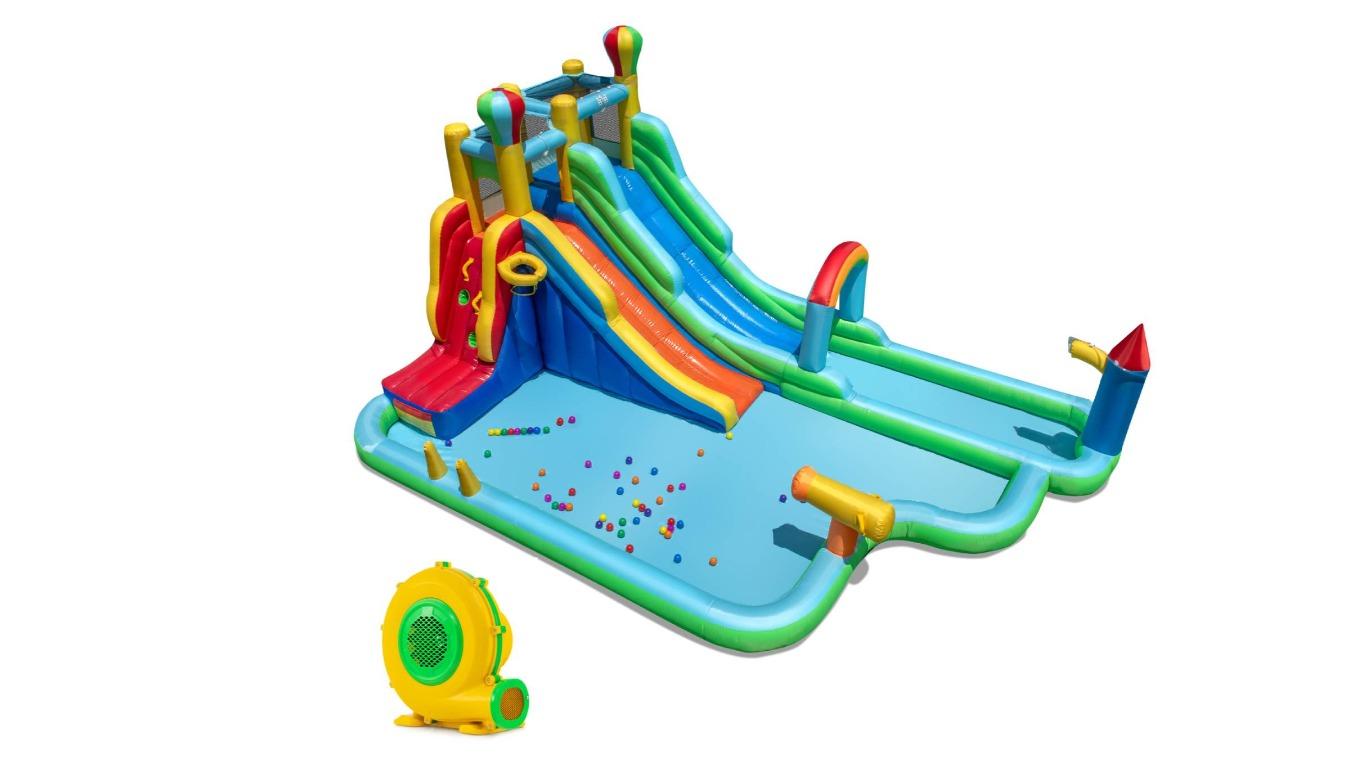 Costway Inflatable Castle Water Double Slides Bounce House with 950W Blower