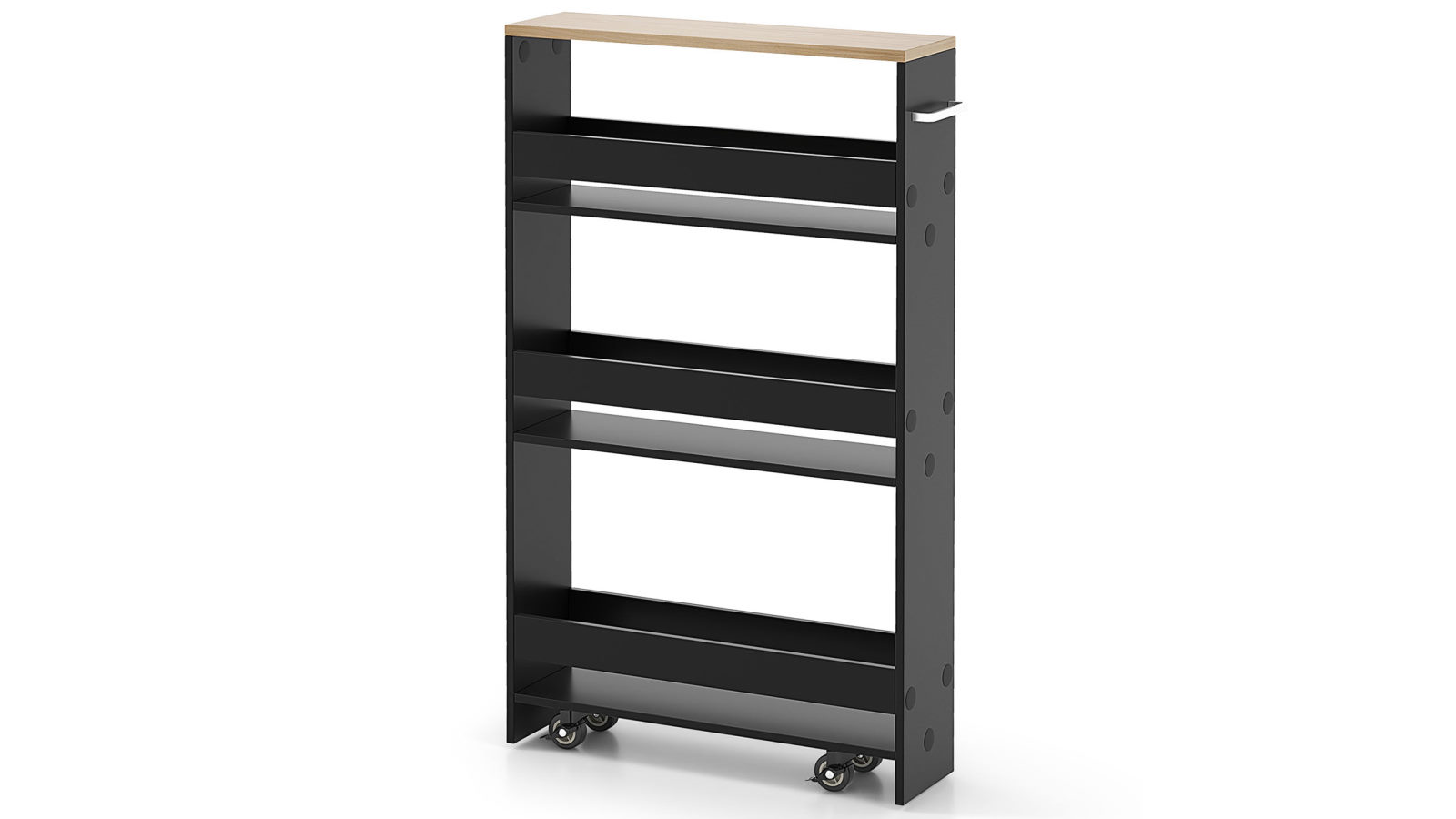 Costway 4 Tier Slim Storage Cart Rolling Trolley Island with Open Shelves Kitchen Utility Cart