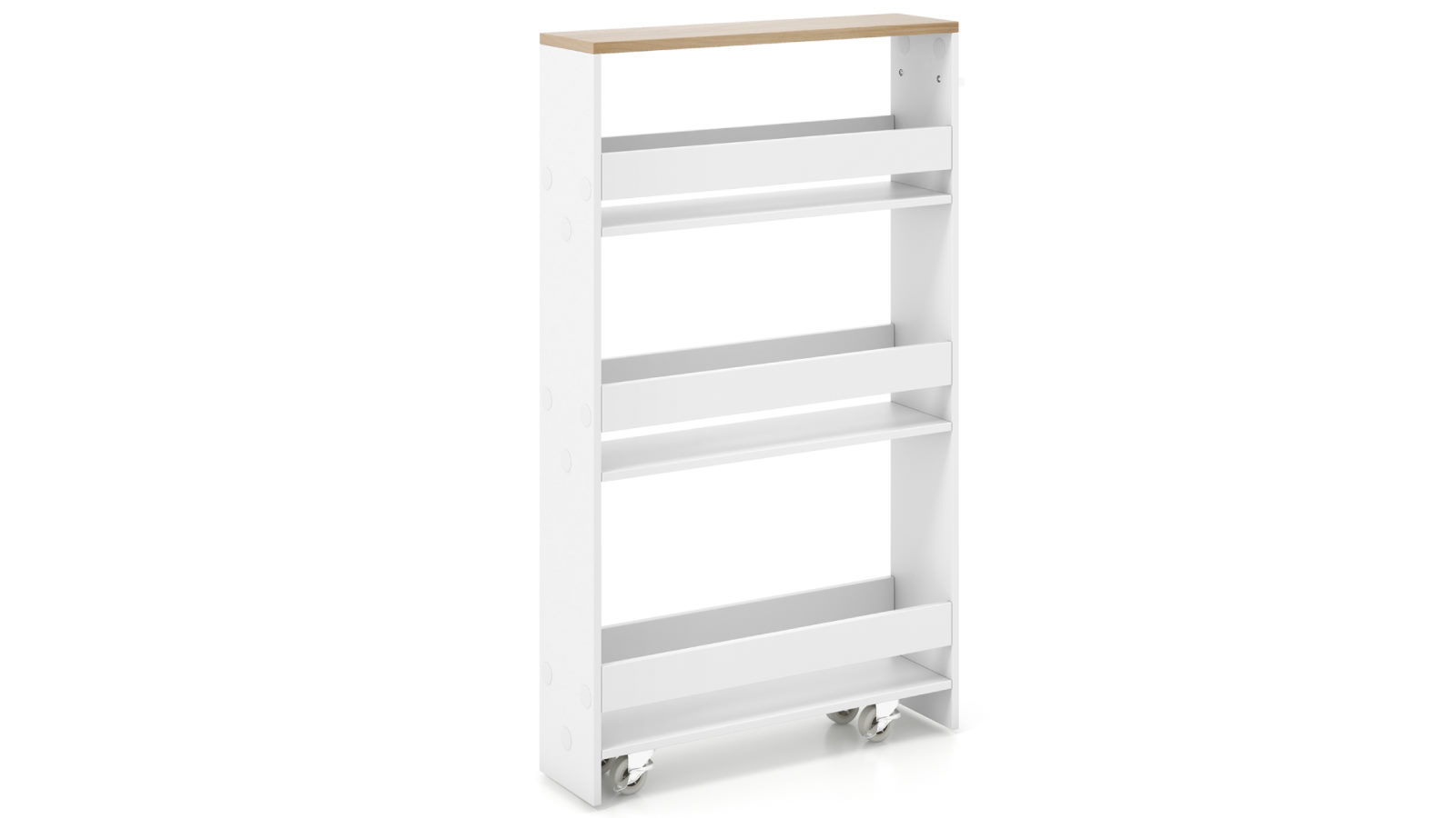 Costway 4-Tier Rolling Storage Cart Wood Kitchen Island Bathroom Storage Organizer