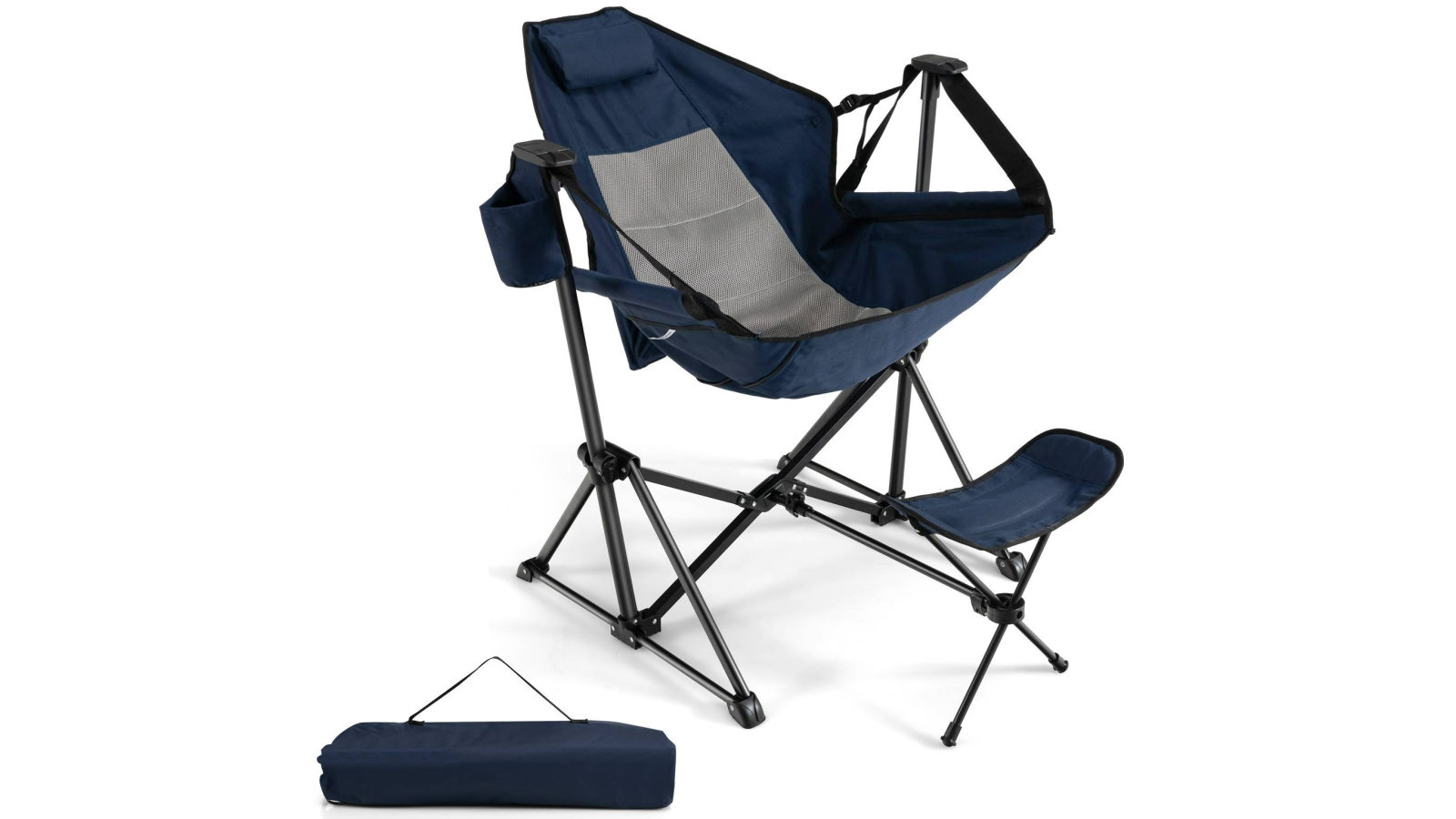 Costway Outdoor Foldable Chair with Footrest for Beach Camping Picnic - Navy