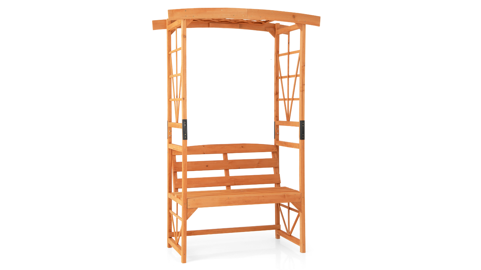 Costway 2-Seat Wooden Outdoor Archway Bench with Pergola