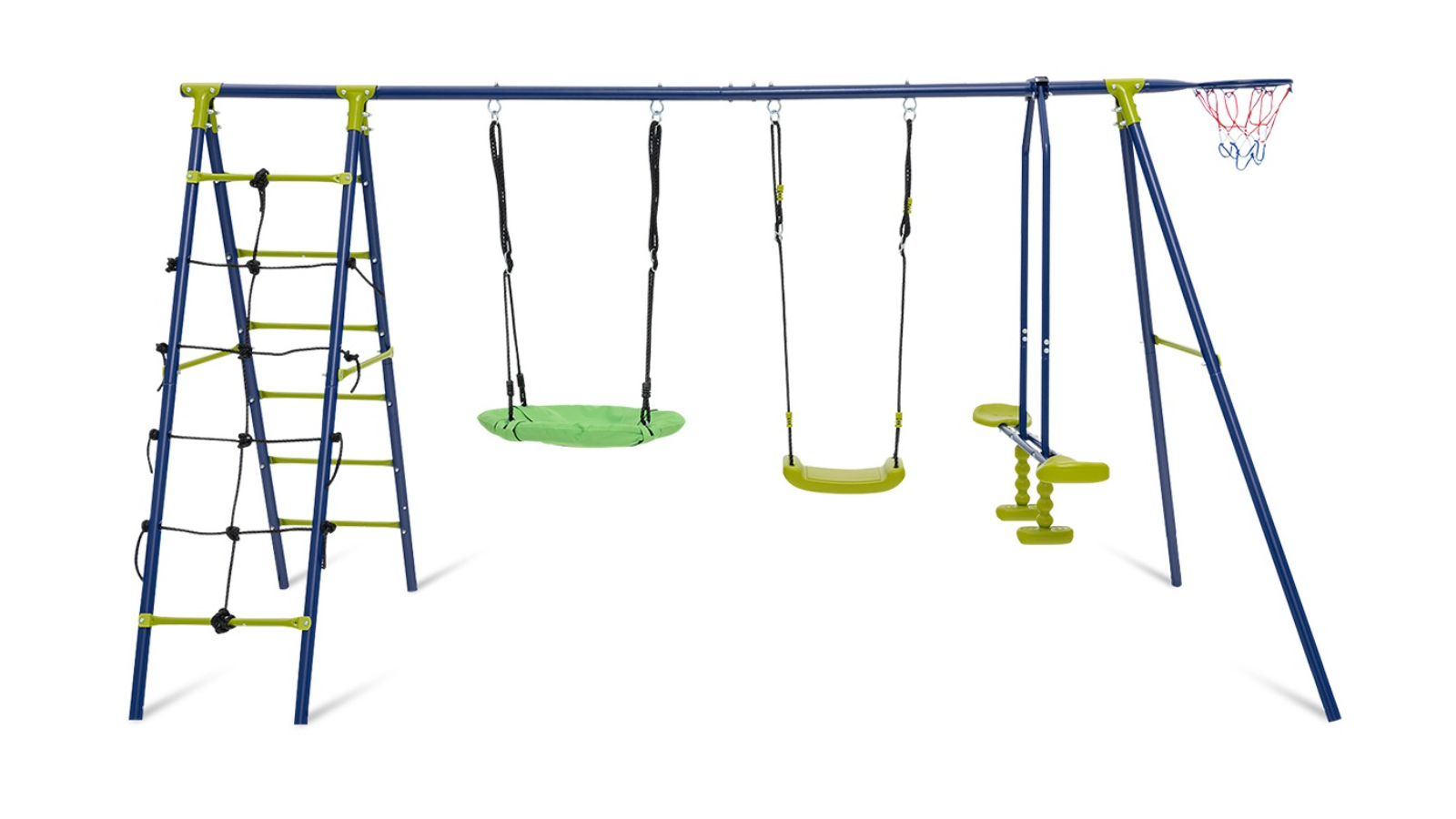 Costway Metal Swing Playset - Green/Blue