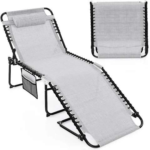 Costway Oversized Chaise Lounge Chair with Side Pocket