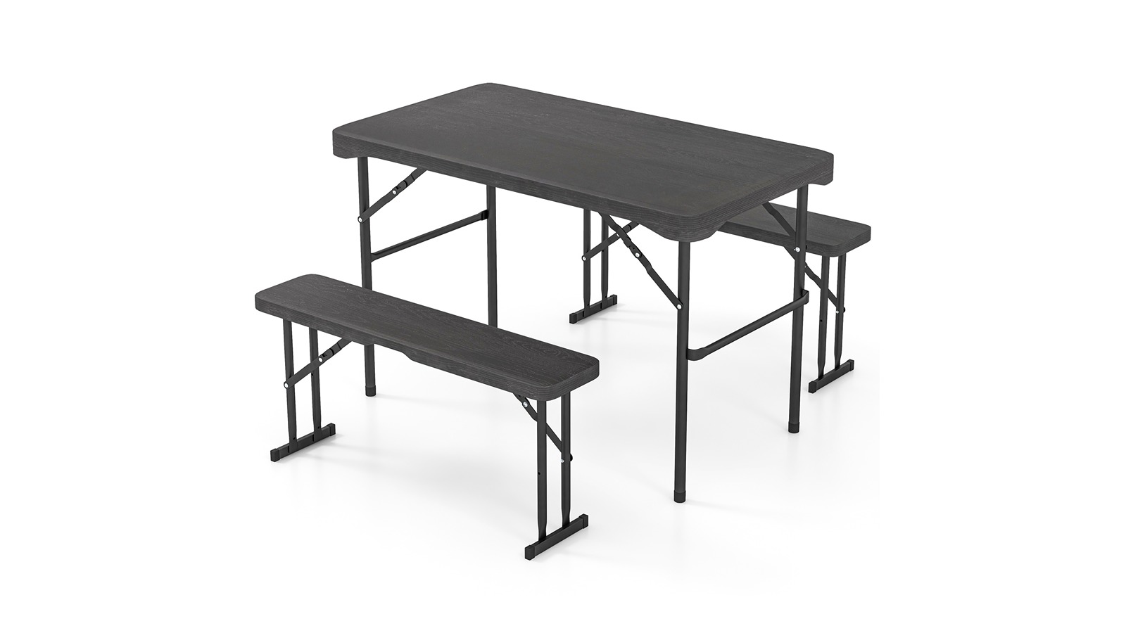 Costway 4 Person Patio Picnic Table and 2 Bench Set - Black