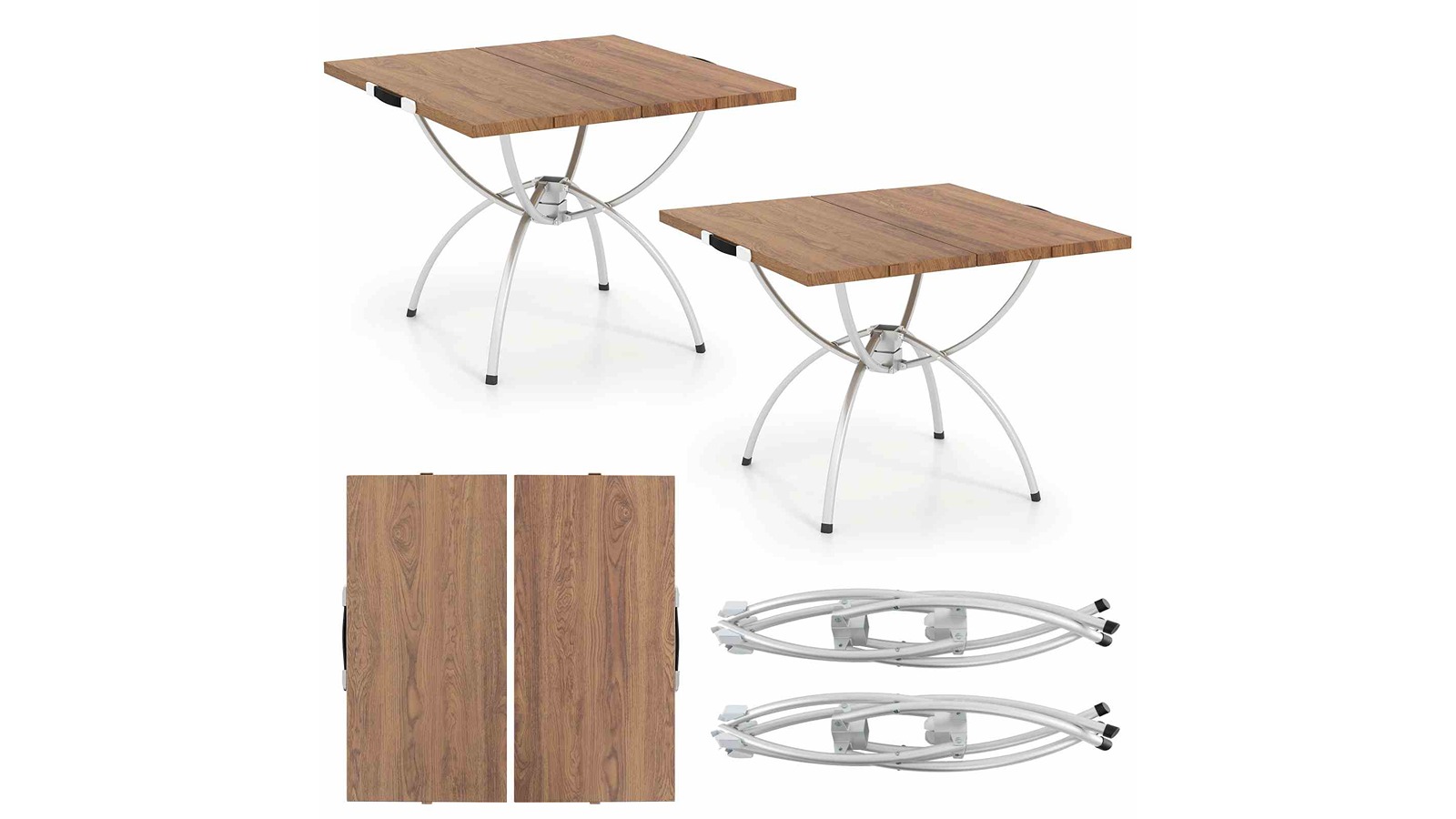 Costway Set of 2 Aluminum Frame Folding Camping Table with Carrying Bag