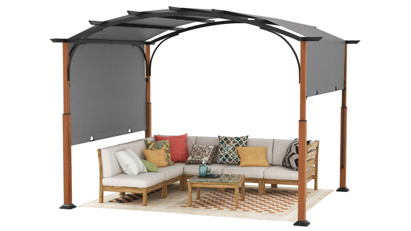 Costway 3 x 3.6metre Beige Outdoor Pergola with Retractable Canopy