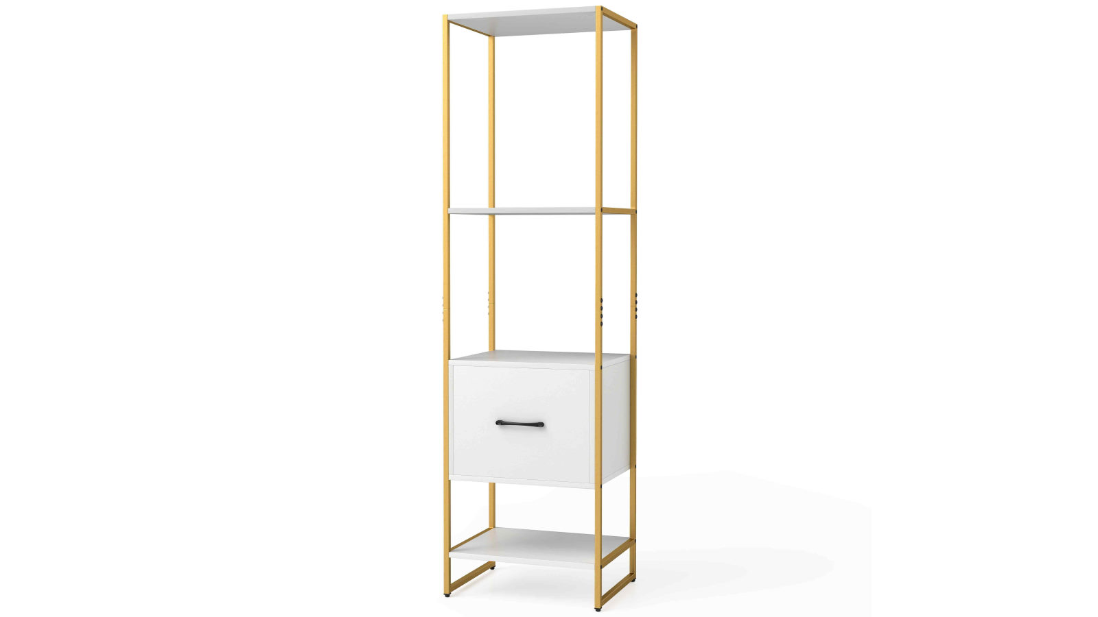 Costway 5-Tier Metal Frame Bookshelf Bookcase with Drawer Tall Narrow Storage Organizer