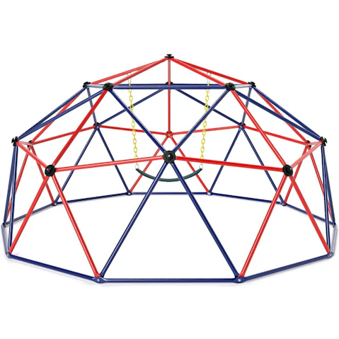 Costway Climbing Dome Swing Set and Steel Geometric Climbing Frame Play Center Playground