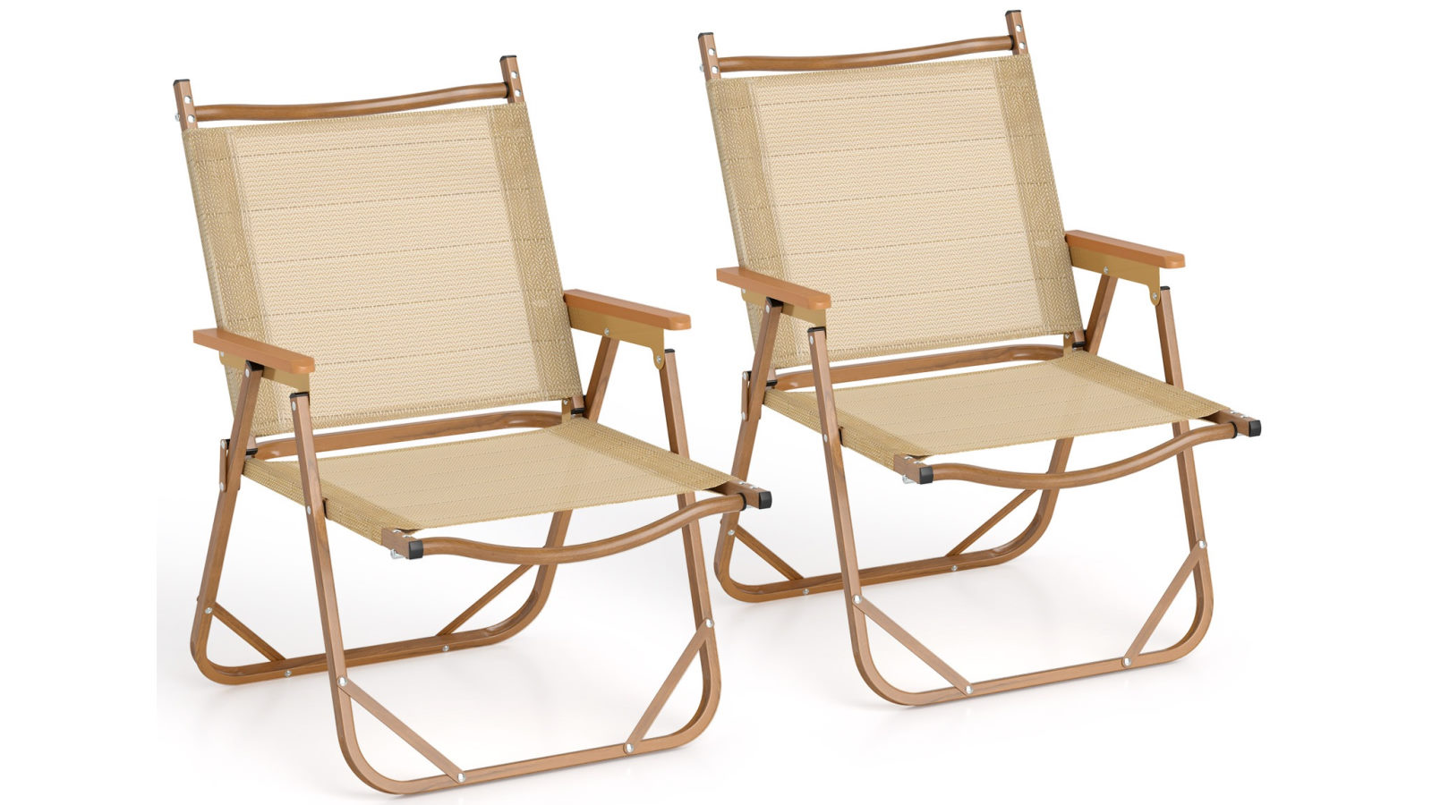 Costway Portable Folding Camping Chairs Set of 2 with Aluminum Frame and Armrests