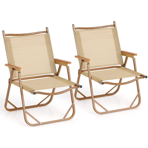 Costway Portable Folding Camping Chairs Set of 2 with Aluminum Frame and Armrests