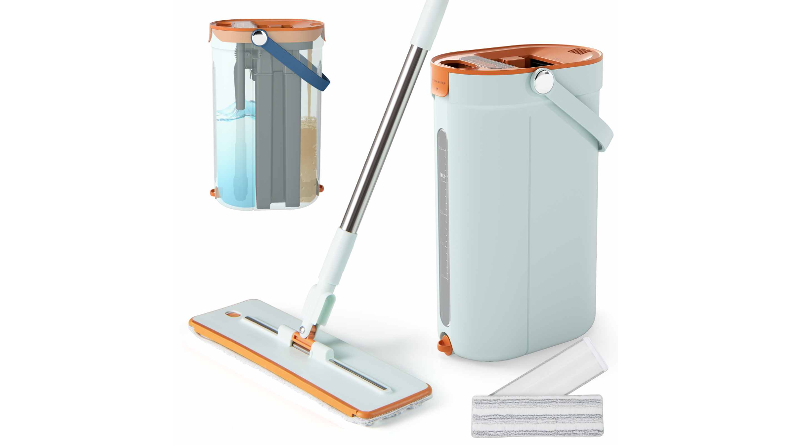Costway 3-Tank Stainless Floor Mop Bucket Set