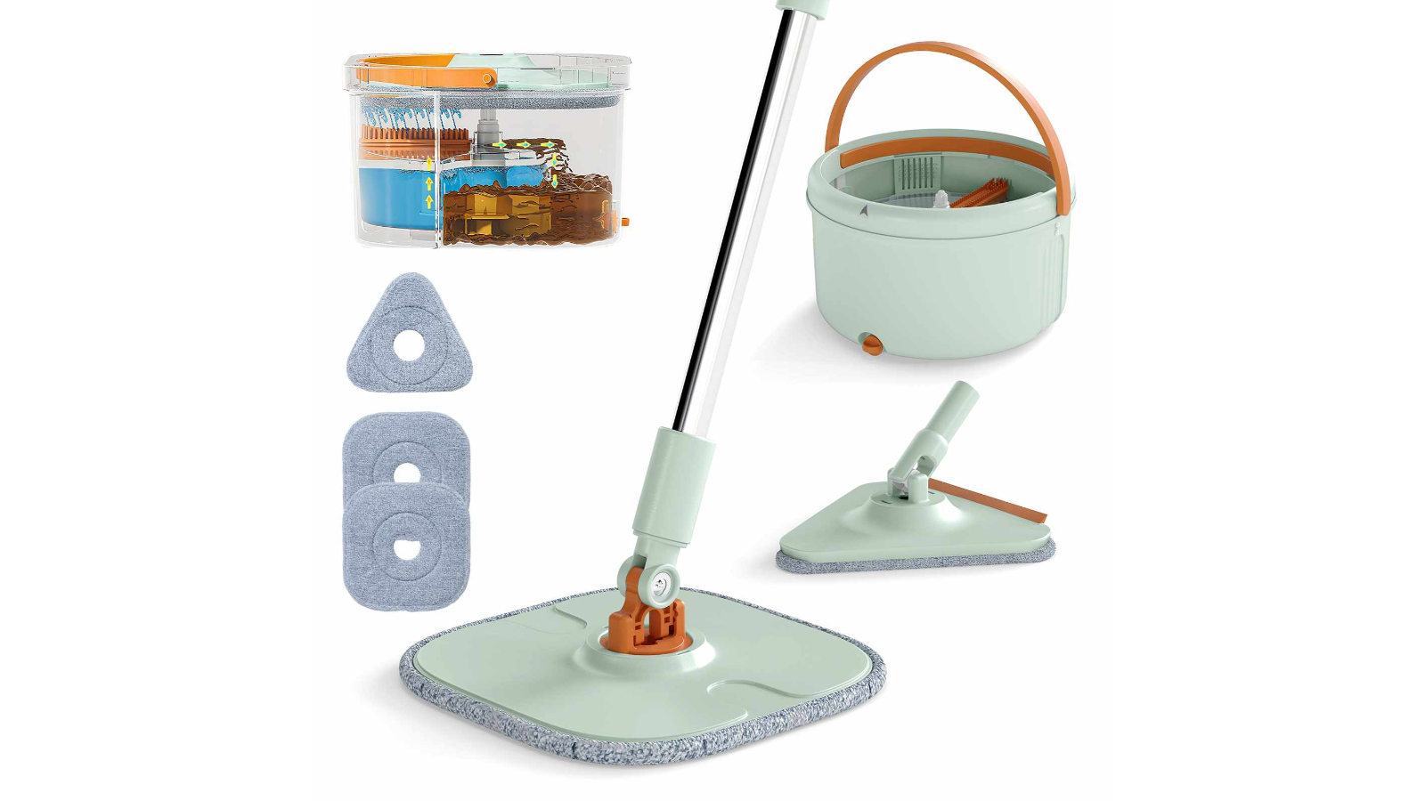 Costway Clean and Dirty Water Separation Mop Bucket Set with Mop Head and Microfiber Pad