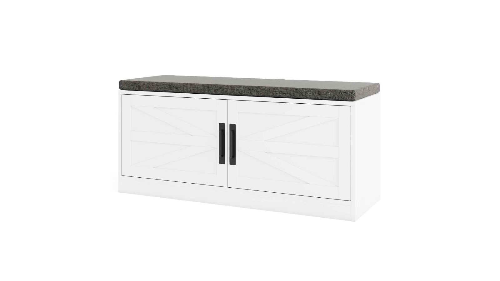Costway Entryway Shoe Storage Bench with Barn Door and 2-Adjustable Shelf - White
