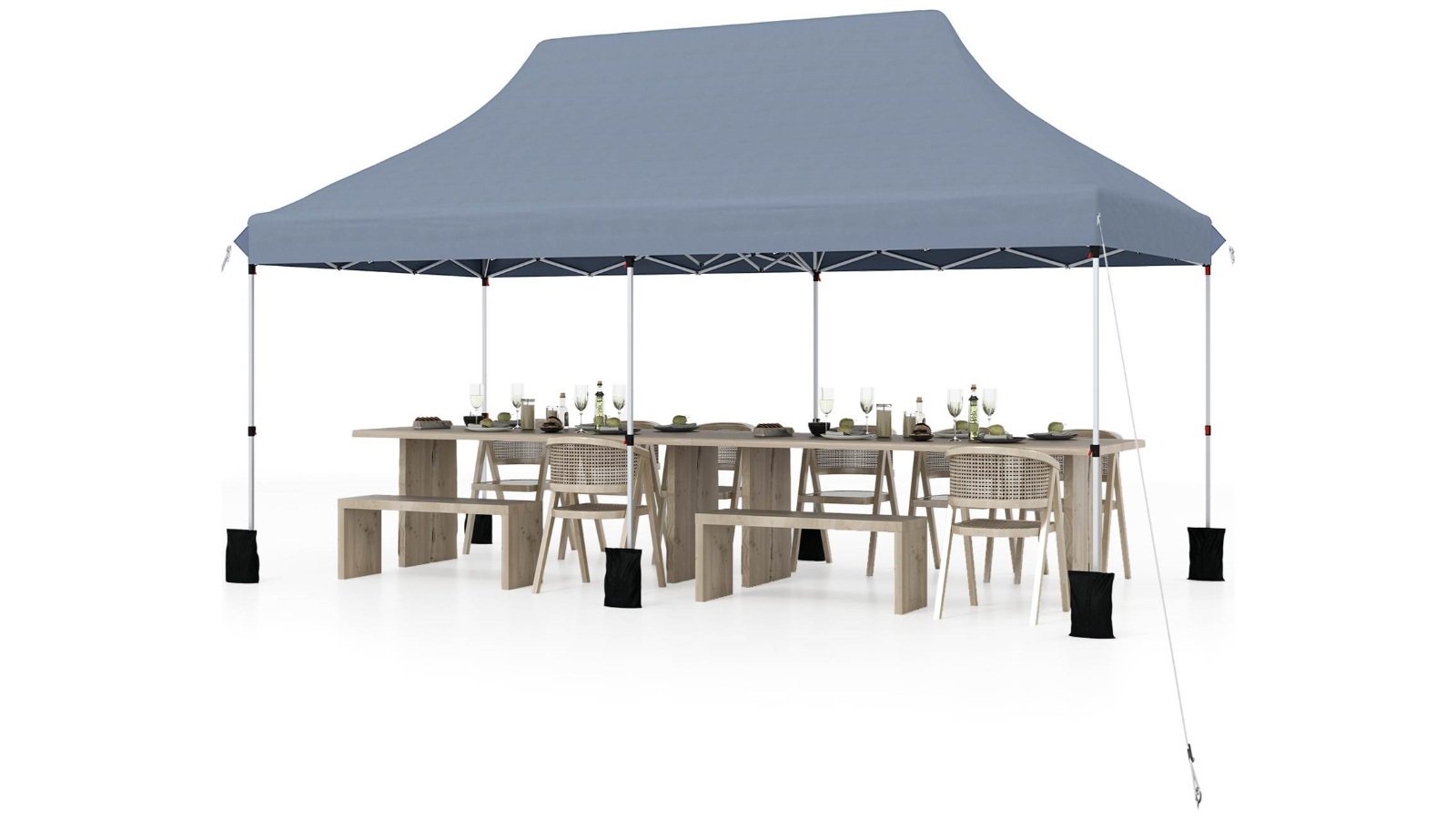 Costway 3 x 6metre Grey All-Weather Outdoor Sunshade Gazebo with Carry Bag