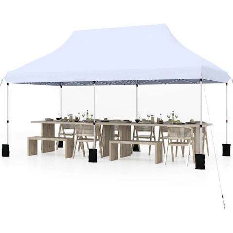 Costway 3 x 6metre Gazebo Pop-Up Tent with Carry Bag - White