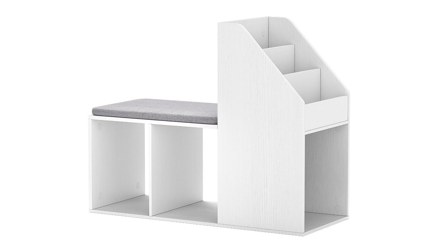 Costway Shoe Cabinet Entryway Bench with Cushion and Side Rack - White
