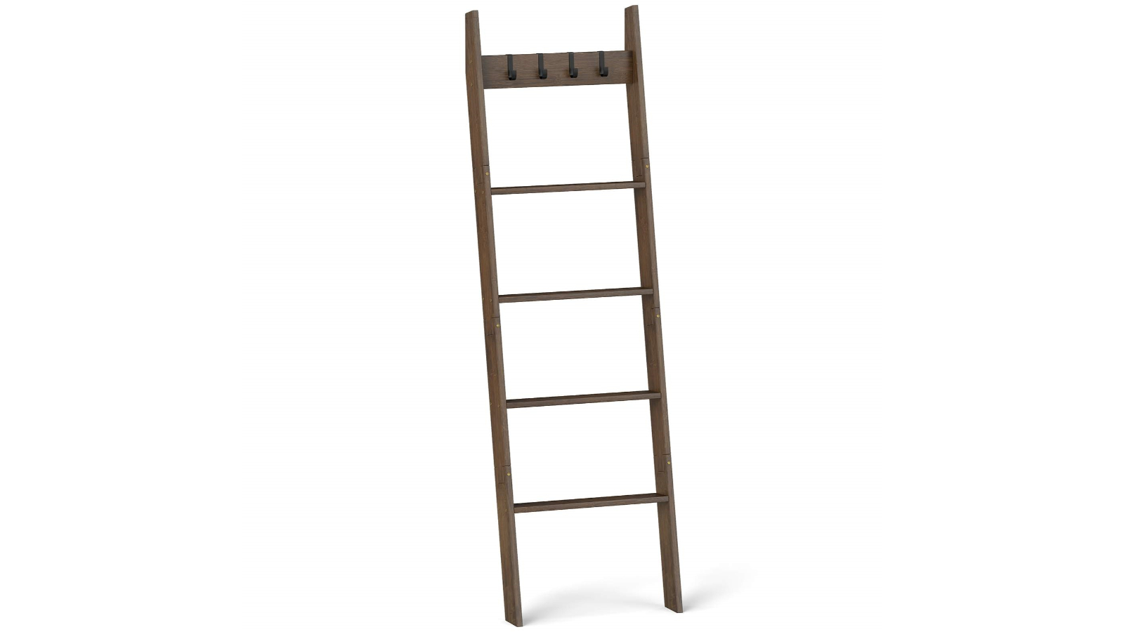 Costway 5-Tier Wood Wall Leaning Blanket Ladder Rack - Brown