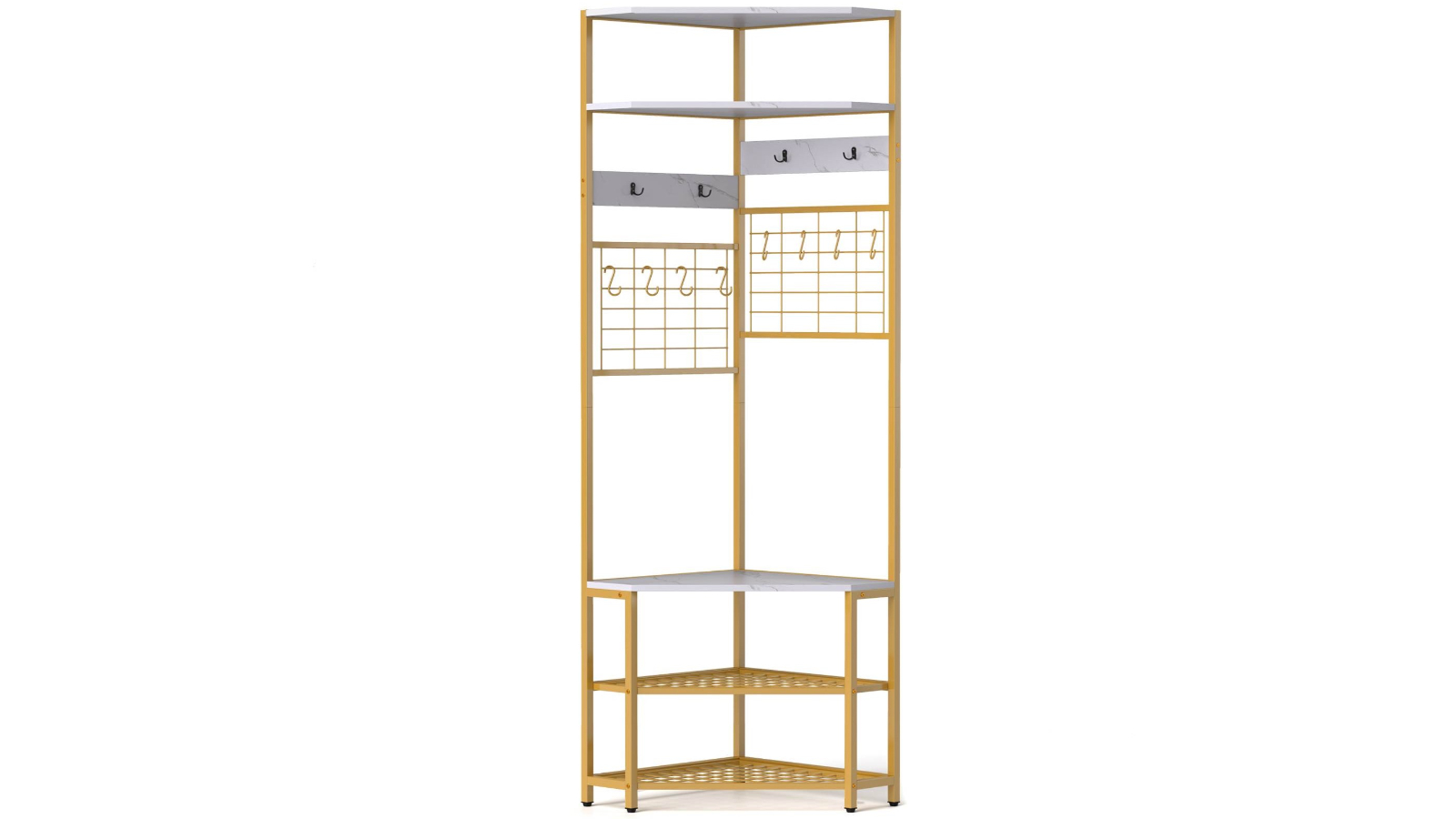 Costway 5-Tier Bench Corner Coat and Shoe Rack - Whitec