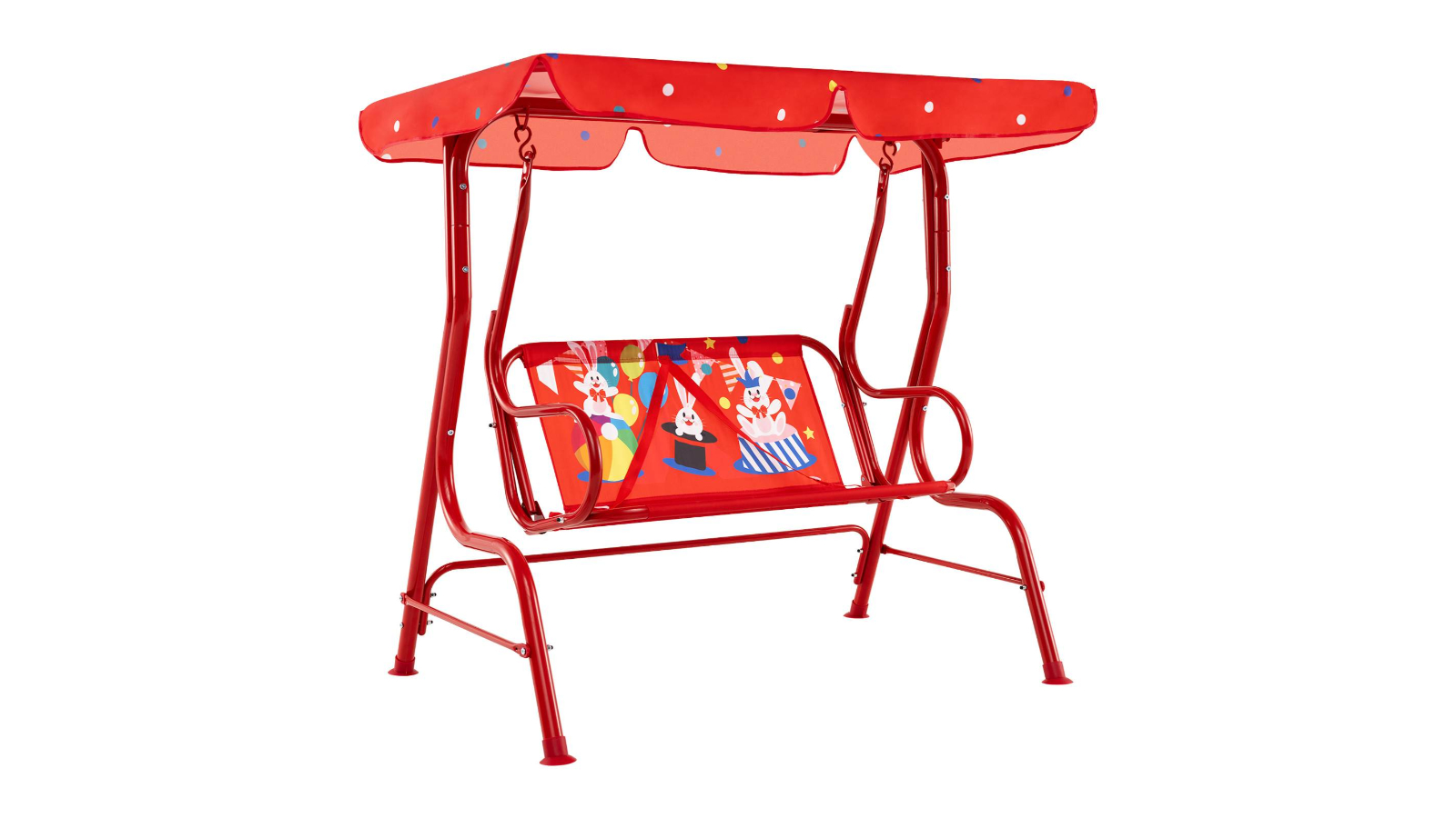 Costway 2-Seater Porch Swing Chair with Metal Stand Rabbit Pattern