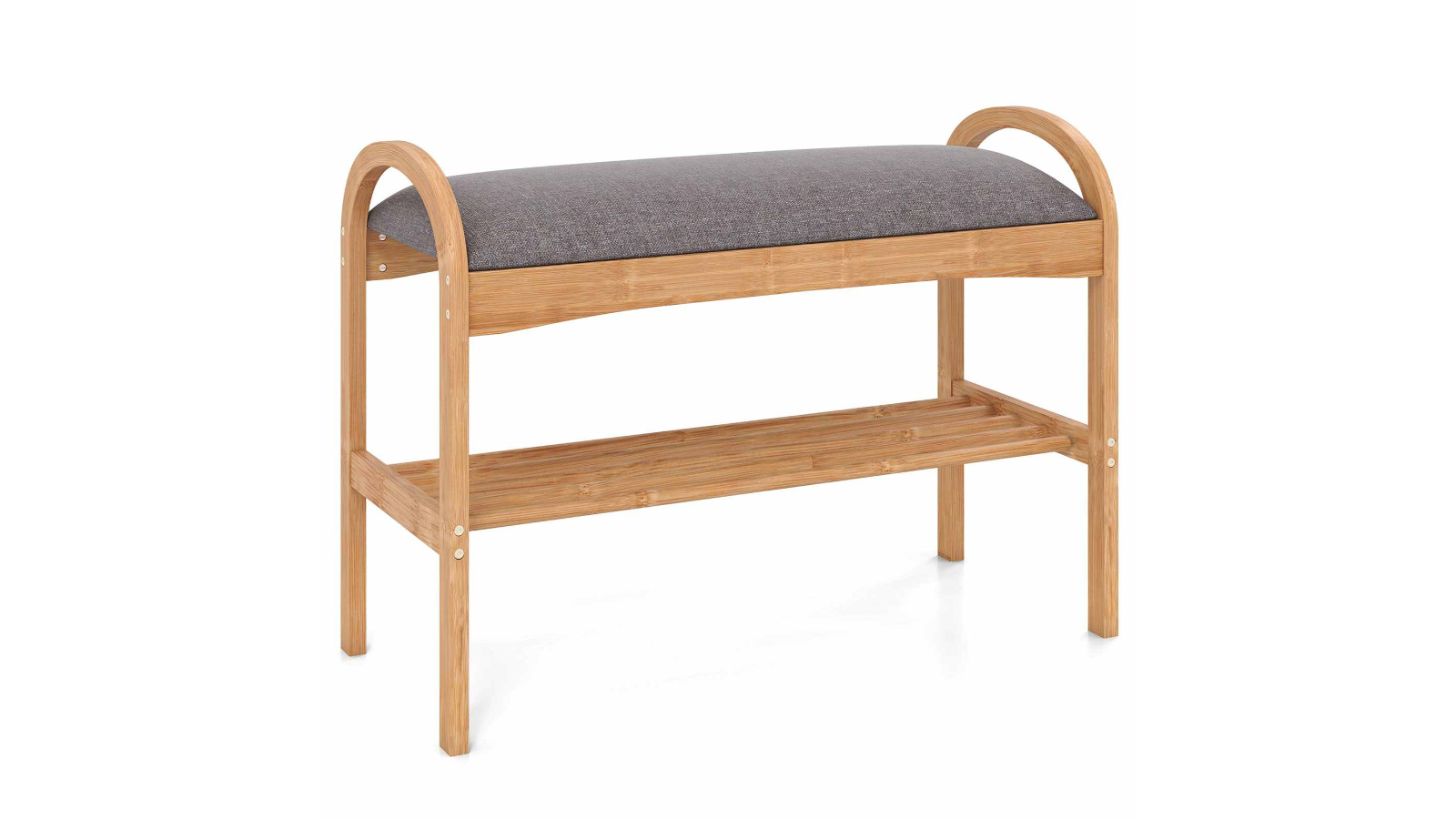 Costway 2-Tier Padded Bamboo Shoe Bench