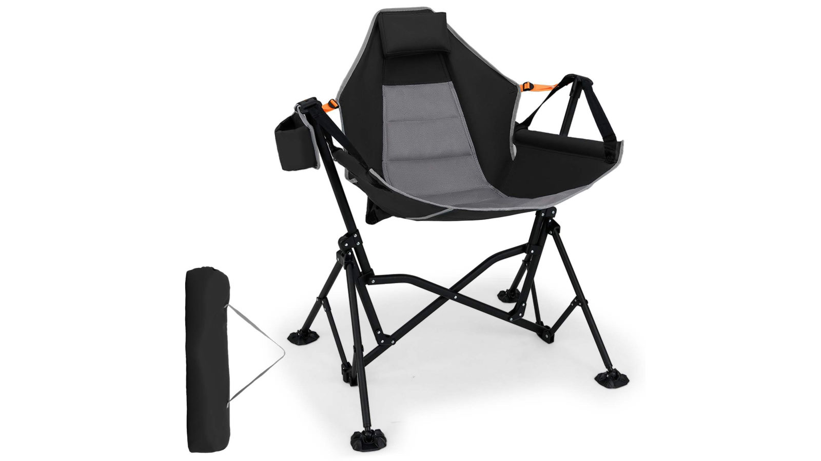 Costway Oversized Hammock Camping Foldable Swing Chair with Cup Holder - Black