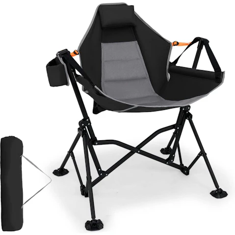 Costway Oversized Hammock Camping Foldable Swing Chair with Cup Holder - Black