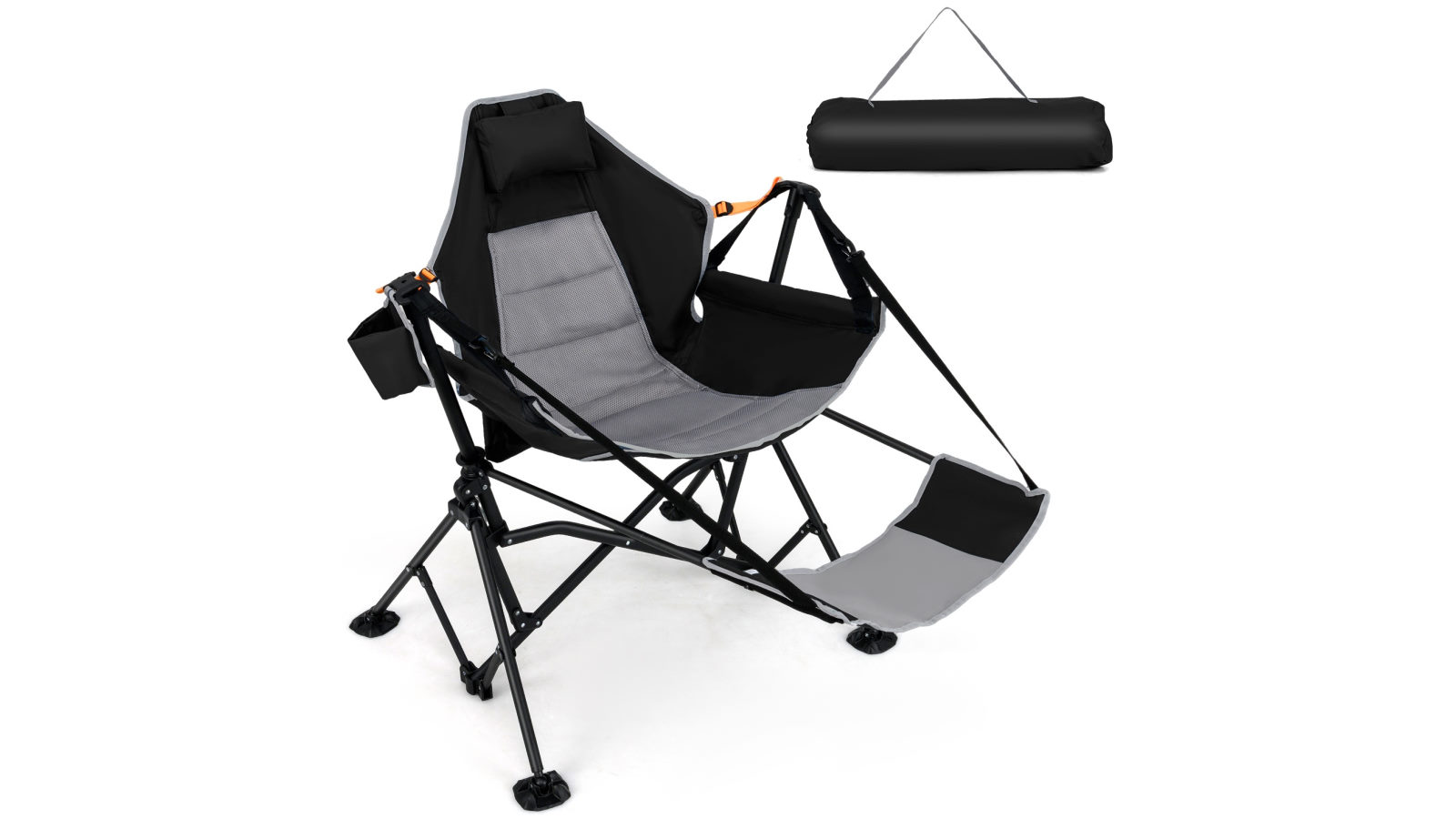 Costway Oversized Folding Camping Hammock Chair with Footrest - Black