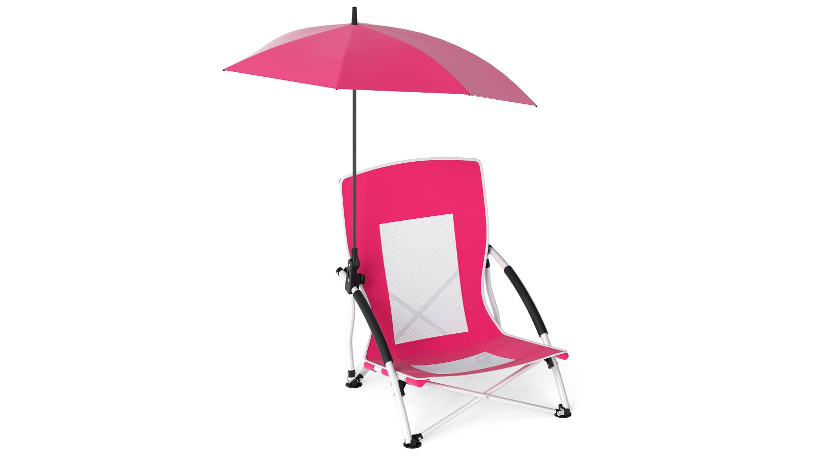 Costway Adjustable Clip Parasol Umbrella Beach Chair - Pink