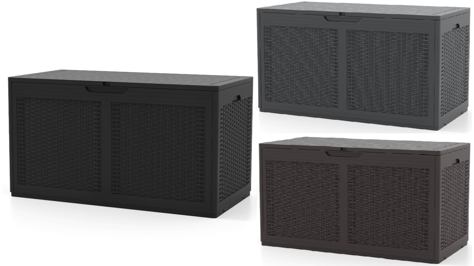 Costway 380 Litre Outdoor Waterproof Resin Deck Box with Wheel