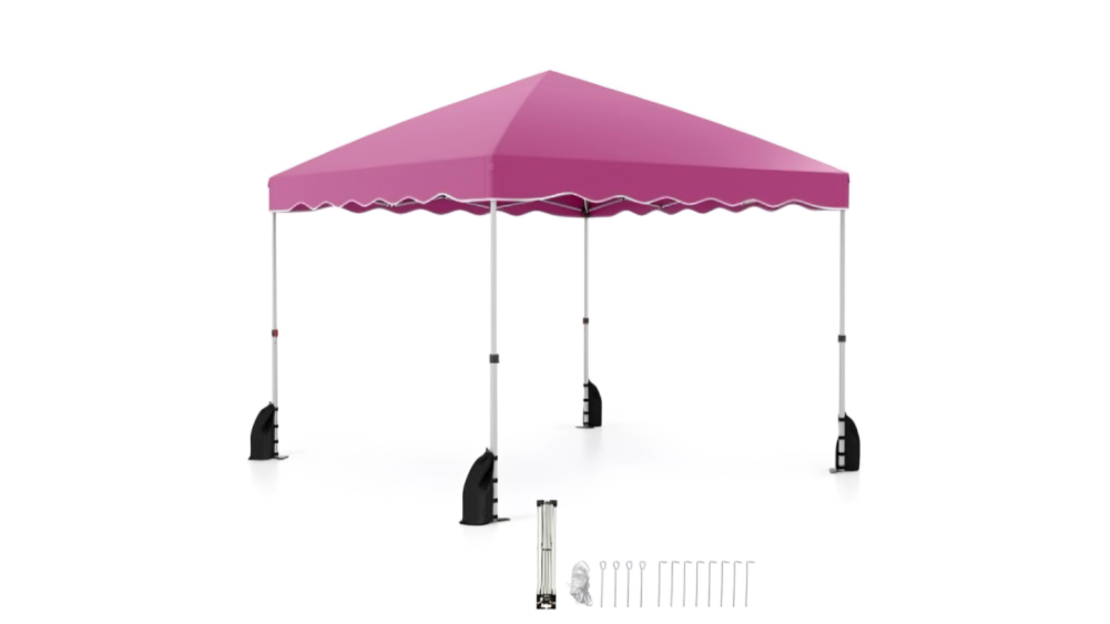 Costway 3 x 3metre Heavy Duty Foldable Canopy Tent with Wheeled Bag - Pink