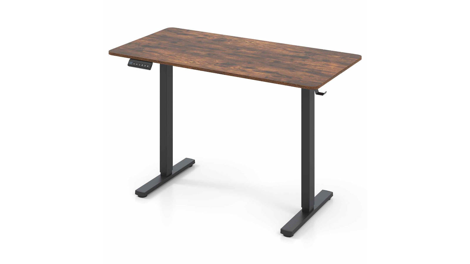 Costway Motorised Sit Stand Computer Desk - Rustic Brown