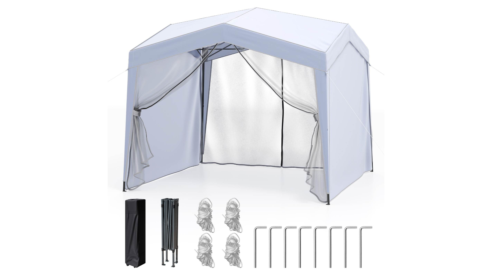 Costway 16kg Pop-Up Canopy Tent with 4 Sidewall and Foldable Mesh Screen