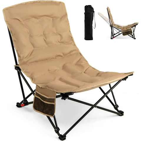 Costway Heavy Duty Outdoor Portable Folding Camping Chair for Adults with Adjustable Backrest