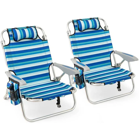 Costway 2 Piece Aluminum 4-Position Frame Folding Beach Chair