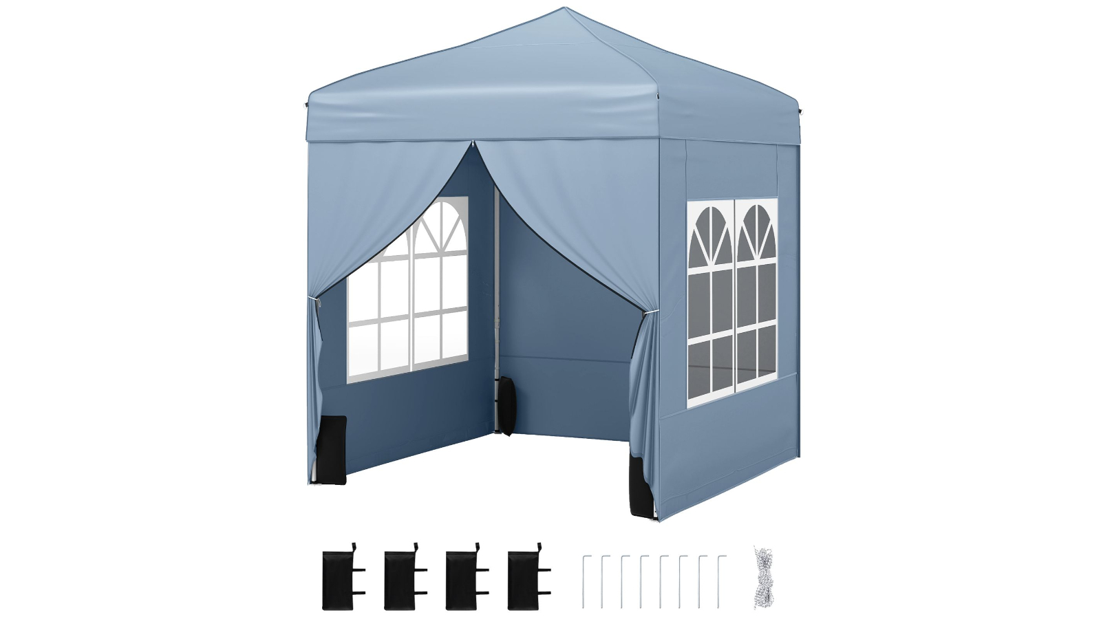 Costway 2 x 2metre Pop-Up Canopy Tent with 4-Sidewall Wheeled Bag - Grey