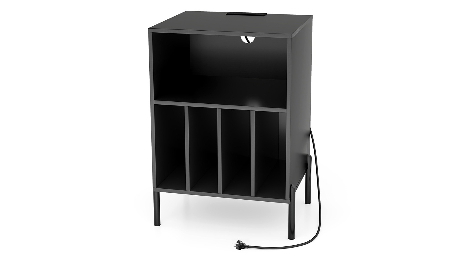 Costway Record Player Stand with Charging Station and USB Port - Black