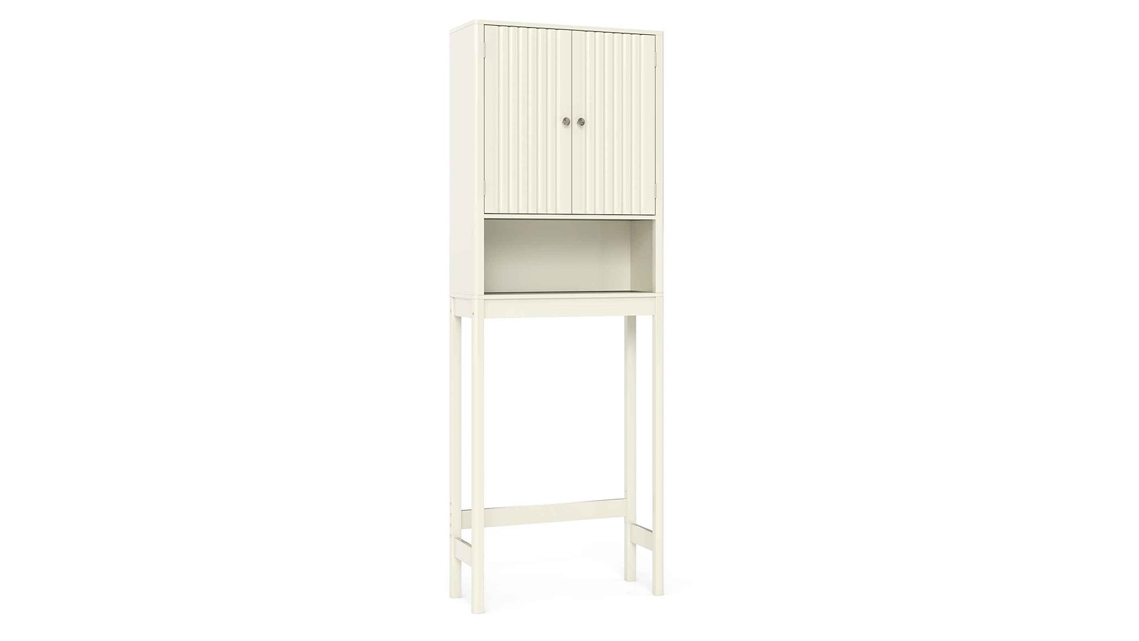 Costway Over-the-Toilet Storage Cabinet Freestanding Rack with Fluted Door