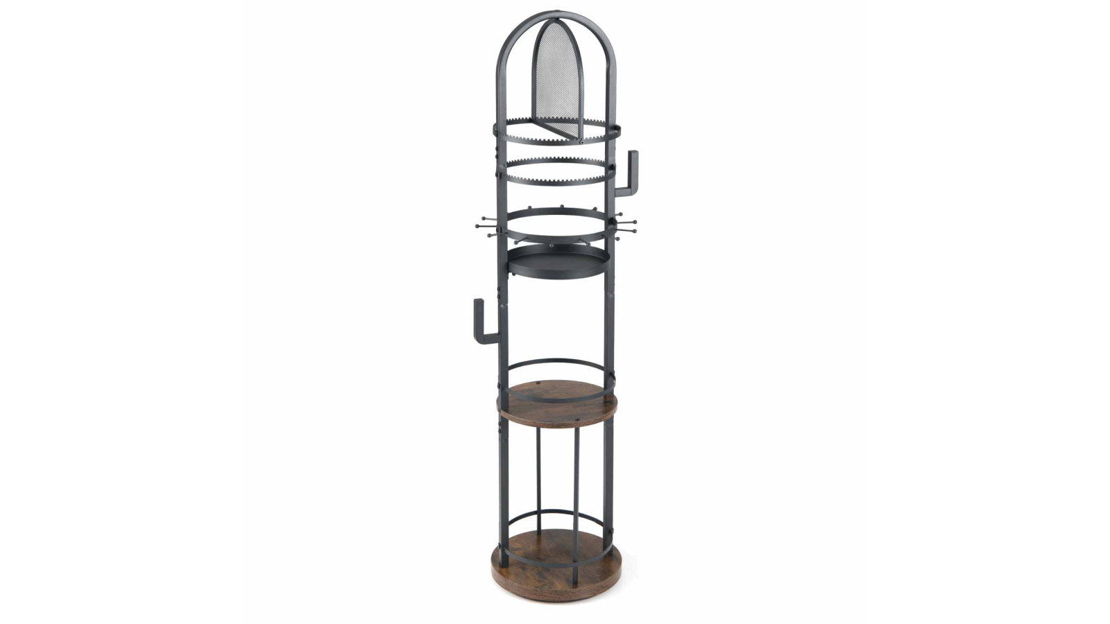 Costway Jewellery Display Rack with Earring/Necklace Holders, Storage Shelf and Hooks - Brown