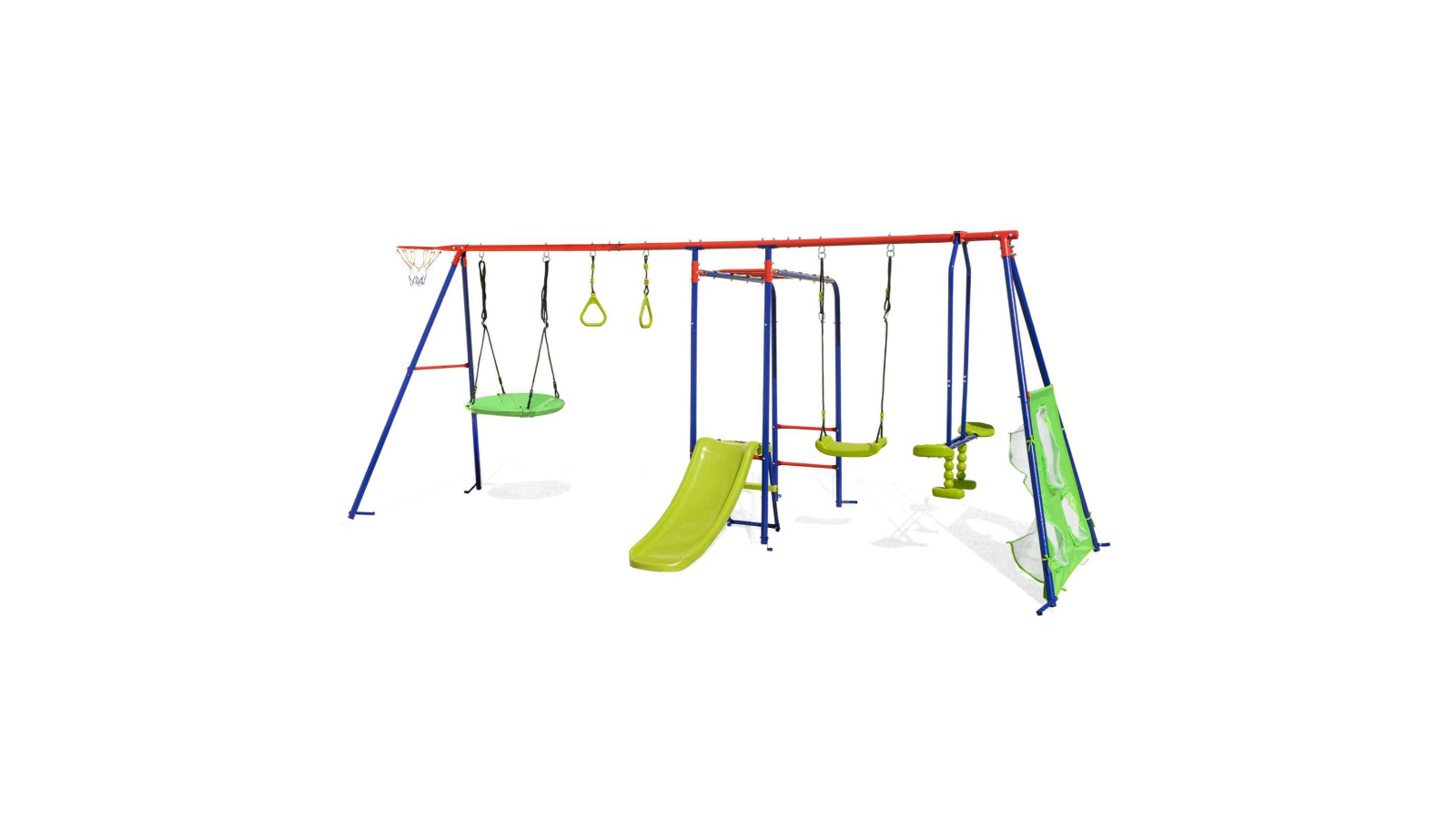 Costway 8-in-1 300kg Capacity Outdoor Swing Set - Red