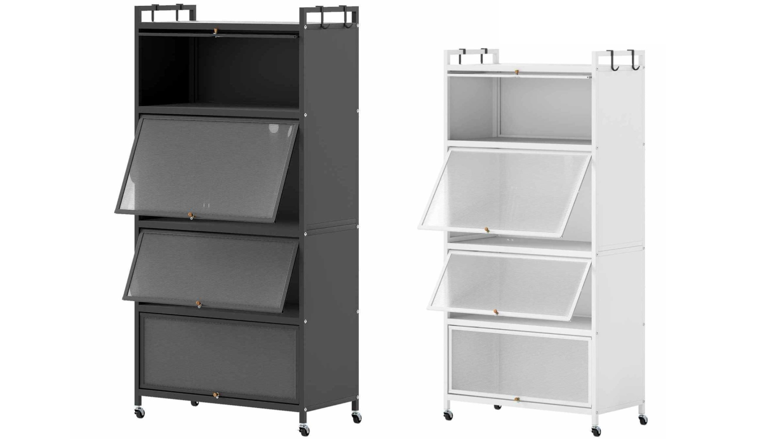 Costway 5-Tier Kitchen Storage Cabinet with Rolling Microwave Stand and Bakers Rack