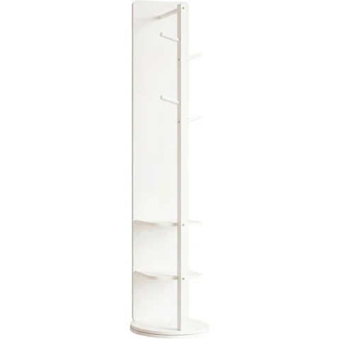 Costway 3-in-1 White Swivel Full Length Mirror with Coat Rack and Storage Organizer