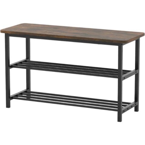 Costway 2-Tier Rustic Shoe Rack Storage Bench