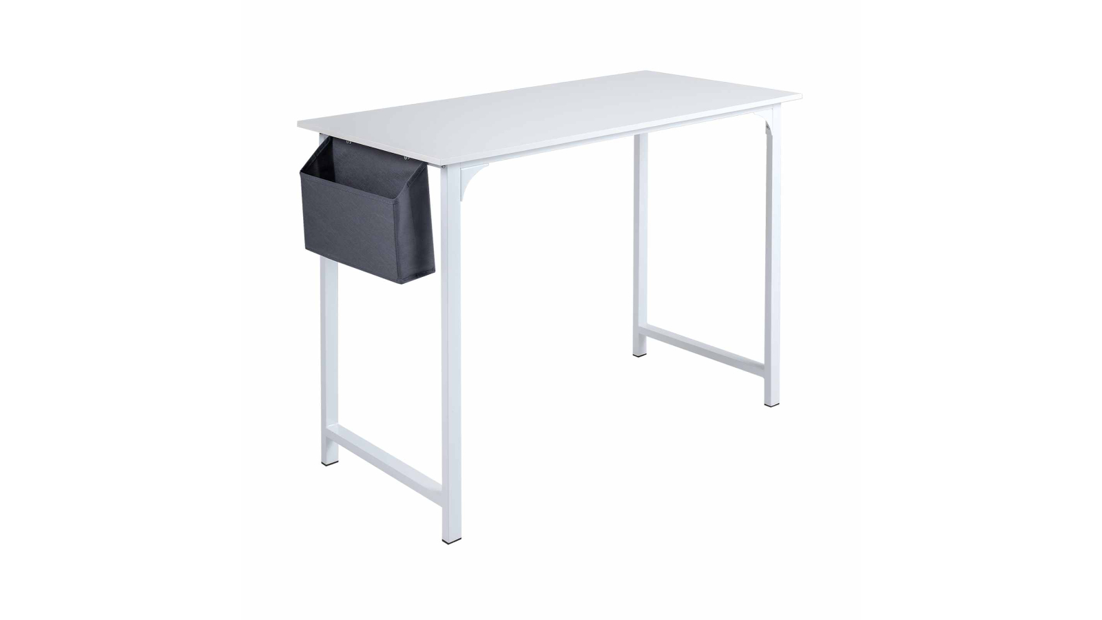 Costway Industrial Computer Office Desk with Storage Bag and Hanging Hook - White
