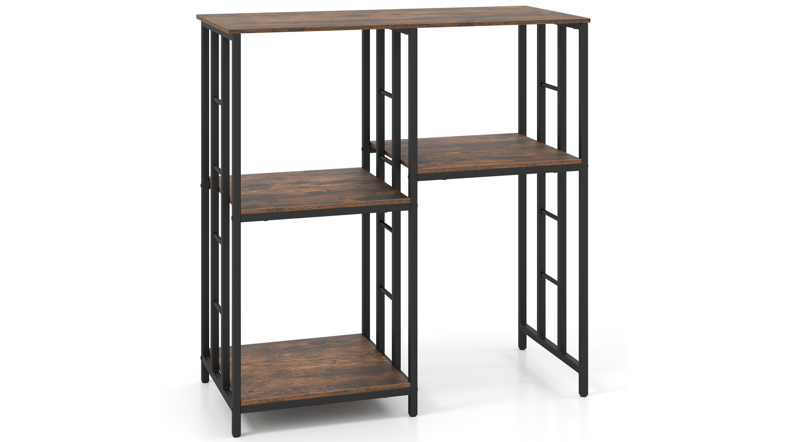 Costway Industrial Kitchen Bakers Rack with 4 Shelves, Microwave Stand and Utility Storage Cabinet