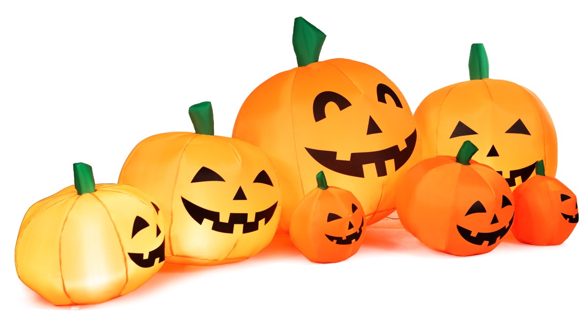 Costway 230cm Halloween Inflatable Seven Pumpkins Patch - Orange