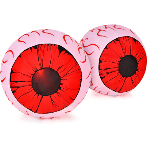 Costway 90cm 2-Pack Halloween Inflatable Light-up Eyeball with Air Blower