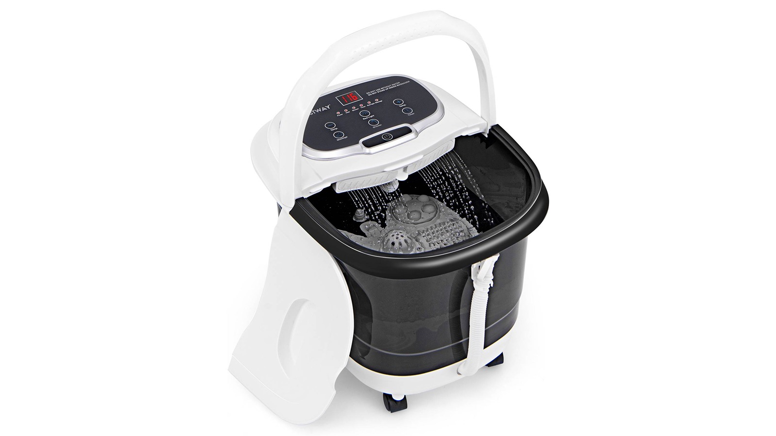 Costway Black Electric Heated Foot Spa Massager Tub with Roller and Shower